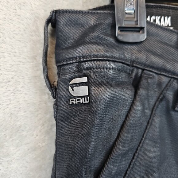 G-Star Raw Jeans Mens Size 30 Waxed Black Rackam 3D Skinny Double Knee Lyocell - Picture 4 of 16